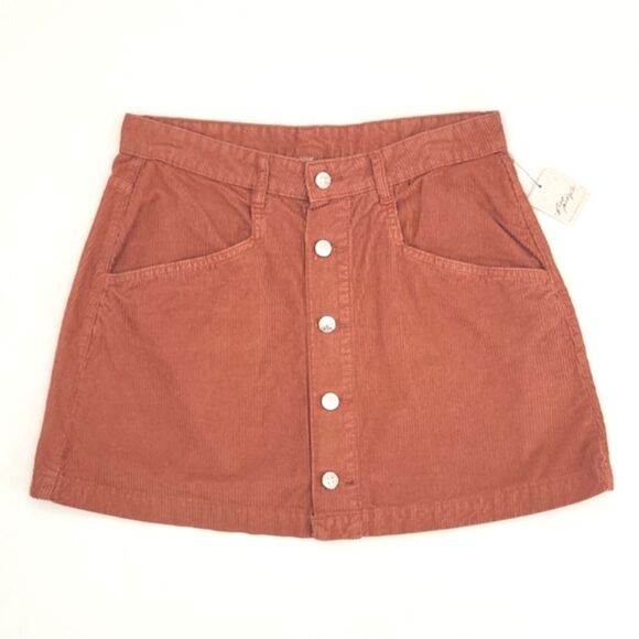 Free People Ray Cord Corduroy Button Down Cotton Mini Skirt Womens Size 10 - Picture 2 of 12